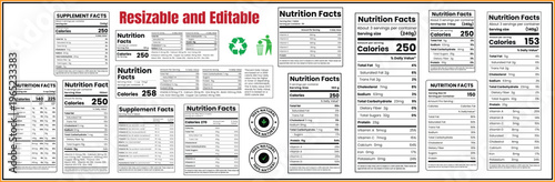 Nutrition Facts,nutrition facts label template – food information panel,supplement facts,vitamin facts, detailed nutrition facts with calories and ingredients.