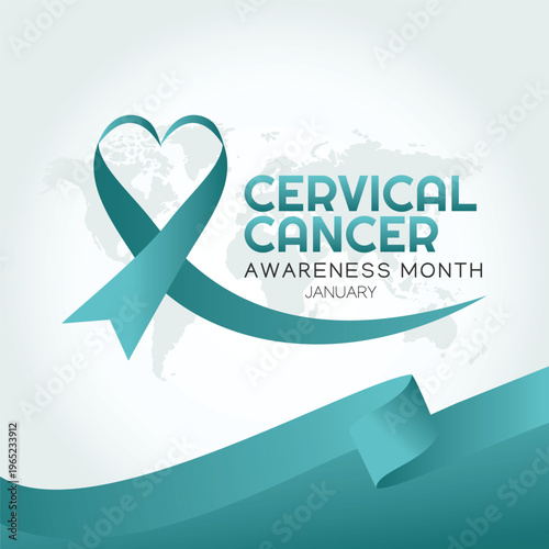 Cervical cancer awareness month teal ribbon logo