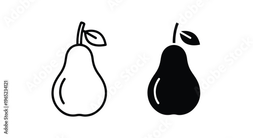 Pear icons simple black and white - logo icons vector set. Blue, Black and white icons