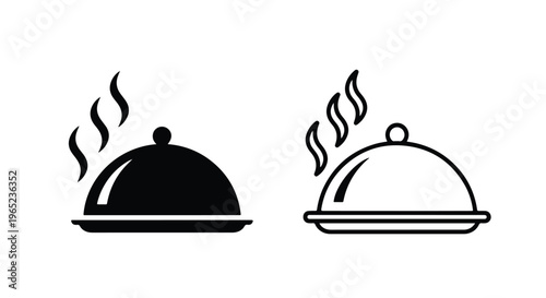 Food cloche icon vector set - Solid vector icons - Clipart, sticker - icon set