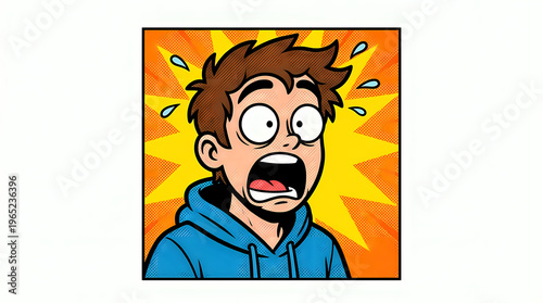 Surprised young man with open mouth.