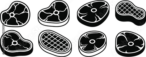 Variety of steak cuts with distinctive patterns