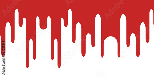 Red dripping paint or liquid transition on a white background