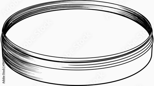 Abstract rendering of a circular band in black lines, forming a shallow cylindrical shape