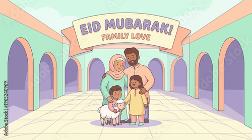 Happy family portrait with parents and children.