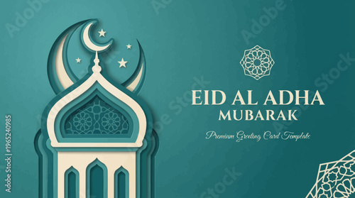 Islamic Mosque Dome and Crescent Architecture Silhouette.