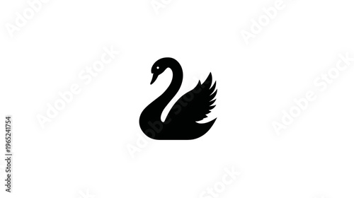 A black silhouette of a swan, elegant and simplistic against a stark white backdrop