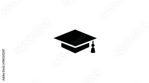 A black and white illustration depicting a graduation cap with tassel on a white background