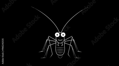 A white insect illustration, showcasing a symmetrical design on a black background