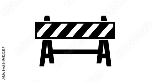 Vector illustration of road construction barrier icon on a transparent background