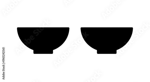 Vector illustration of two black silhouettes of empty bowls on a transparent background
