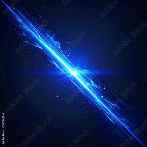 Radiant Blue Light Streak with Sparkles on Dark Background Art
