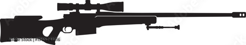 Rifle, sniper rifle, black silhouette, vector illustration, hunting, firearm