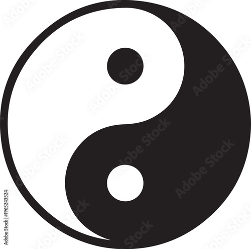 Yin Yang symbol, ancient Chinese philosophy icon, black and white vector, harmony and balance logo