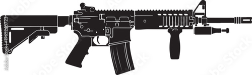 Rifle, assault rifle, gun, black, vector, illustration, weapon, firearm