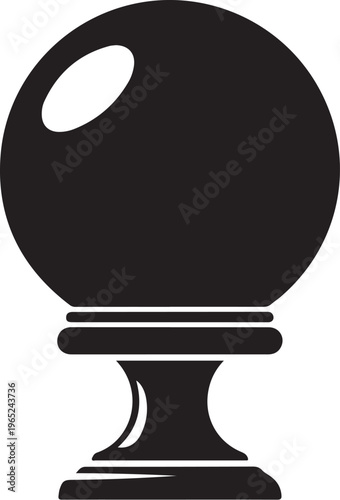 Crystal Ball, Black Silhouette, Mystic Orb, Fortune Telling Icon