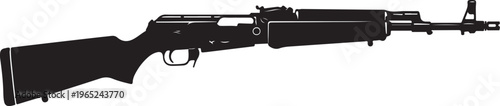 Rifle, assault rifle, black rifle, gun, firearm, vector illustration, military weapon
