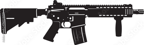 Black rifle vector, assault rifle icon, gun silhouette, firearm illustration