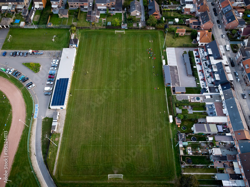 Aerial Photography of Sports Ground: A Panoramic View of a Local Athletic Field