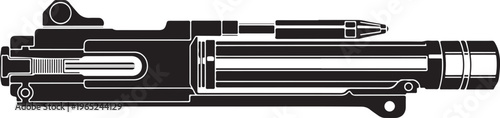 Detailed vector illustration of a blaster, sci-fi weapon, futuristic gun, metallic texture