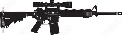 Rifle, assault rifle, black rifle, gun silhouette, vector firearm