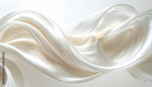Abstract Wavy Silk Fabric Texture with Soft Lighting on White Background