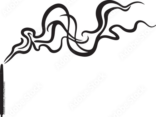 Black smoke, wavy lines, abstract vector design, smoke effect, graphic element