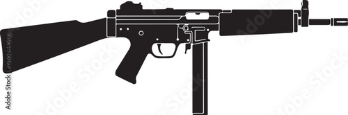Rifle, assault rifle, gun, firearm, black, vector, silhouette, weapon, military, illustration, 1 element