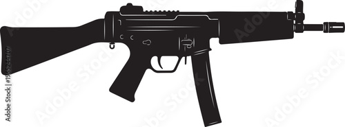Rifle, assault rifle, gun, firearm, black, silhouette, vector, illustration, weapon, military