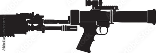 Black rifle, assault rifle, gun silhouette, weapon icon, vector illustration
