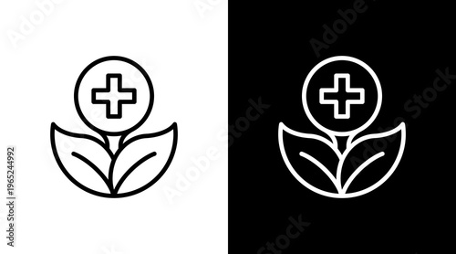 Natural Medicine  White Icon Set Design