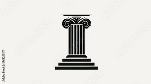 A simple illustration of a classical column in black with a white background