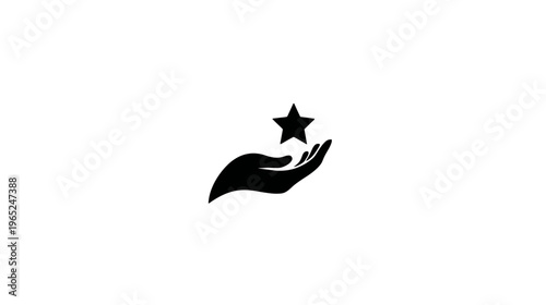 A monochrome illustration of a hand gently cupping a star symbol floating above it