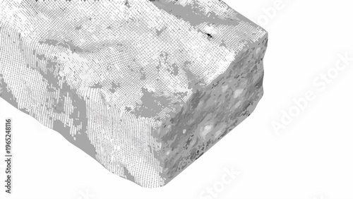 Geomorphic core sample illustration in grayscale with textured surface on white background for geological or scientific use