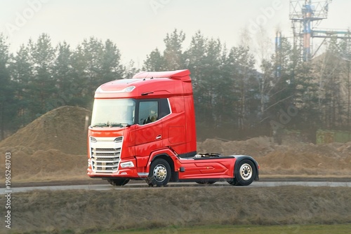 Obraz na płótnie Freight cab moving fast at golden hour