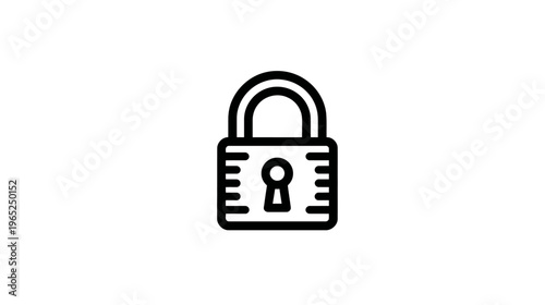 Black outline illustration of a padlock, depicting security and protection. Set against a white background