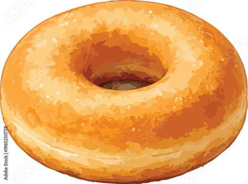 A glazed donut with a hole in the middle watercolor illustration