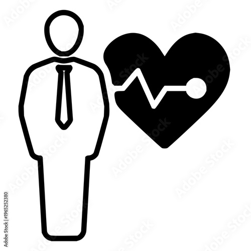 Medical professional with heart symbol representing healthcare and cardiology services