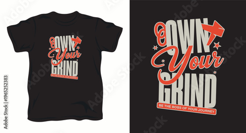 Own your grind motivational streetwear typography with stars and abstract geometric graphics