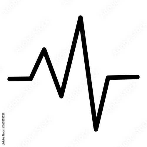 Modern black line icon depicting a fluctuating digital signal, ideal for medical applications, heart rate monitoring, audio visualization, or analytical data representation