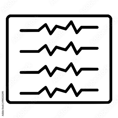A black and white line art icon representing four parallel wavy lines on a rectangular background