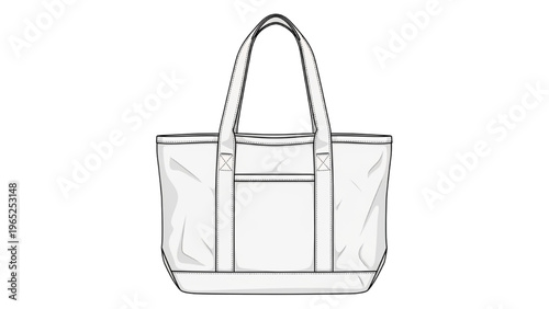 Vector CAD design style illustration of a tote bag