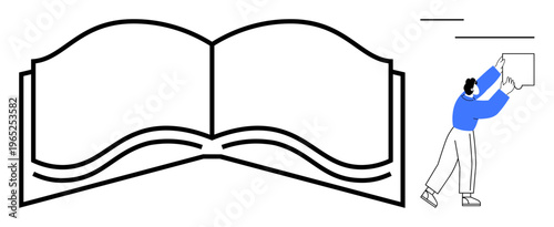 Knowledge concept. An open book outline connects knowledge and creativity. Knowledge sharing and education promotion. For online learning, publishing, libraries, and content creation