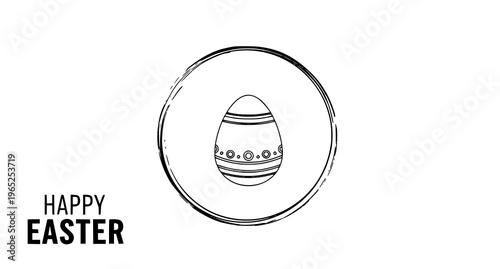A minimalist Easter egg illustration with a Happy Easter message