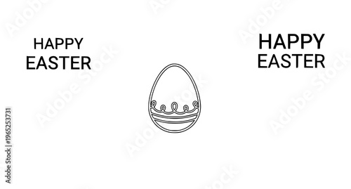 A minimalist Easter egg icon with Happy Easter text in a simple design