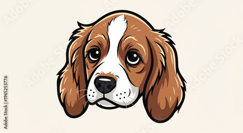 Adorable animated dog face with large expressive eyes and floppy ears