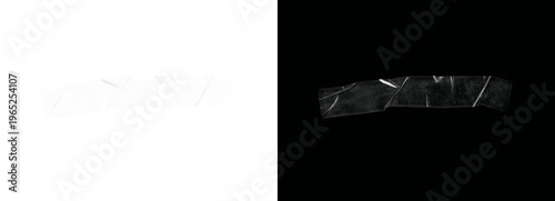 Roll of transparent adhesive tape on black and white background