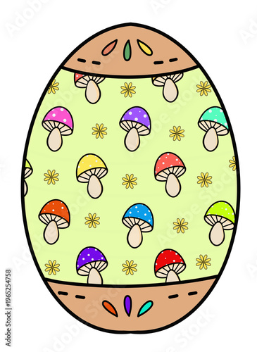 Mushroom patterned eggs,cute, kawaii, sticker, cartoon, pastel, kids art, aesthetic, colorful, illustration, design