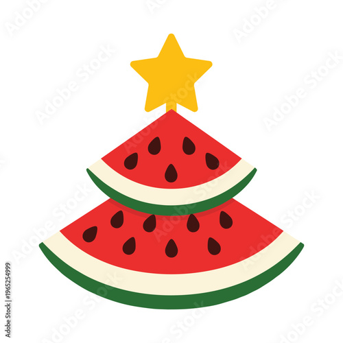 Foto Christmas tree made of watermelon slices with star topper