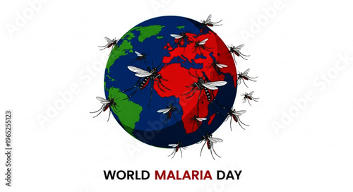 World Malaria Day Global Awareness Mosquito Vector Illustration